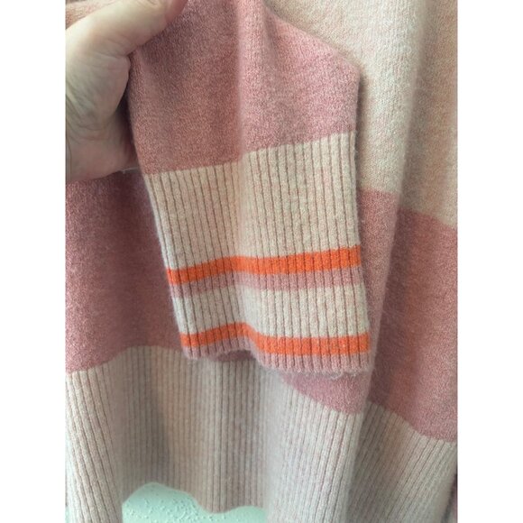 J. Crew Pink Striped Turtleneck Sweater L Supersoft Yarn Cozy & Stylish - Picture 10 of 10